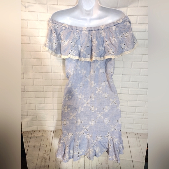 Miss Me Blue Seersucker Embroidered Dress - Picture 7 of 11